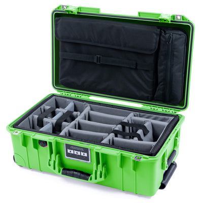 Pelican 1535 Air Case, Lime Green Gray Padded Microfiber Dividers with Laptop Computer Lid Pouch ColorCase 015350-0270-300-301