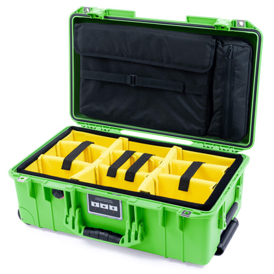 Pelican 1535 Air Case, Lime Green Yellow Padded Microfiber Dividers with Laptop Computer Lid Pouch ColorCase 015350-0210-300-301