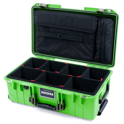 Pelican 1535 Air Case, Lime Green with OD Green Handles & Latches TrekPak Divider System with Laptop Computer Lid Pouch ColorCase 015350-0220-300-131