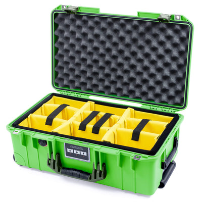 Pelican 1535 Air Case, Lime Green with OD Green Handles & Latches Yellow Padded Microfiber Dividers with Convoluted Lid Foam ColorCase 015350-0010-300-131