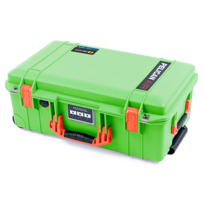 Pelican 1535 Air Case, Lime Green with Orange Handles & Push-Button Latches ColorCase