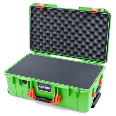 Pelican 1535 Air Case, Lime Green with Orange Handles & Push-Button Latches Pick & Pluck Foam with Convolute Lid Foam ColorCase 015350-0001-300-151