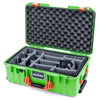 Pelican 1535 Air Case, Lime Green with Orange Handles & Push-Button Latches Gray Padded Microfiber Dividers with Convolute Lid Foam ColorCase 015350-0070-300-151