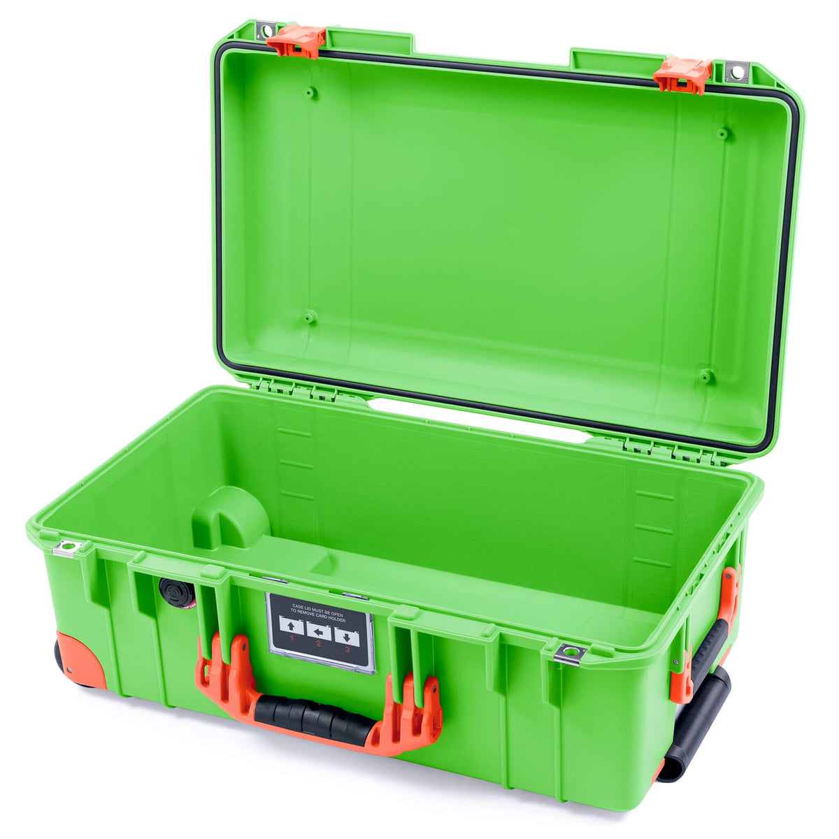 Pelican 1535 Air Case, Lime Green with Orange Handles, Push-Button Latches &amp; Trolley None (Case Only) ColorCase 015350-0000-300-151-150
