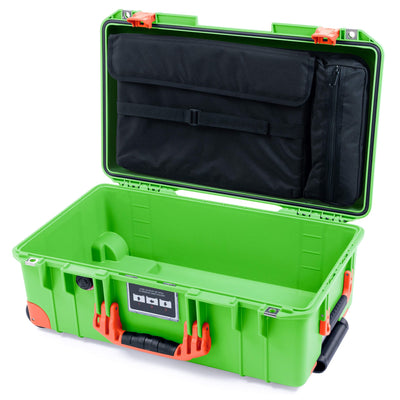 Pelican 1535 Air Case, Lime Green with Orange Handles, Push-Button Latches & Trolley ColorCase