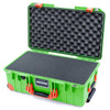 Pelican 1535 Air Case, Lime Green with Orange Handles, Push-Button Latches & Trolley Pick & Pluck Foam with Convolute Lid Foam ColorCase 015350-0001-300-151-150