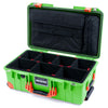 Pelican 1535 Air Case, Lime Green with Orange Handles, Push-Button Latches & Trolley TrekPak Divider System with Computer Pouch ColorCase 015350-0220-300-151-150