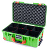 Pelican 1535 Air Case, Lime Green with Orange Handles, Push-Button Latches & Trolley TrekPak Divider System with Convolute Lid Foam ColorCase 015350-0020-300-151-150