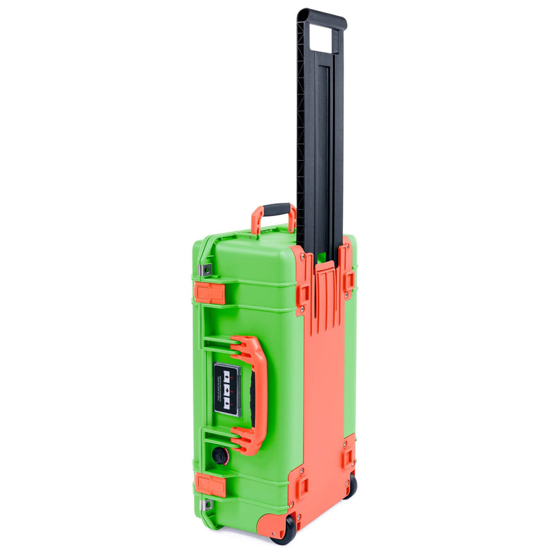 Pelican 1535 Air Case, Lime Green with Orange Handles, Push-Button Latches & Trolley ColorCase 