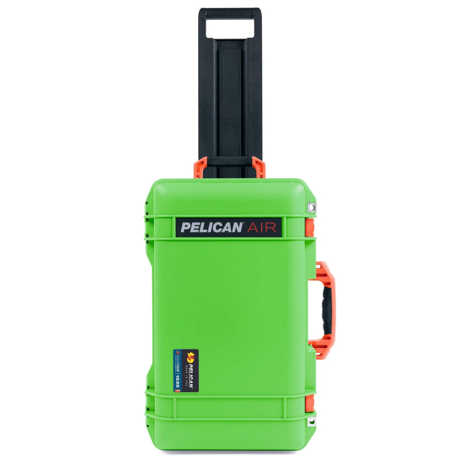 Pelican 1535 Air Case, Lime Green with Orange Handles & Push-Button Latches ColorCase 