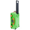 Pelican 1535 Air Case, Lime Green with Orange Handles & Push-Button Latches ColorCase