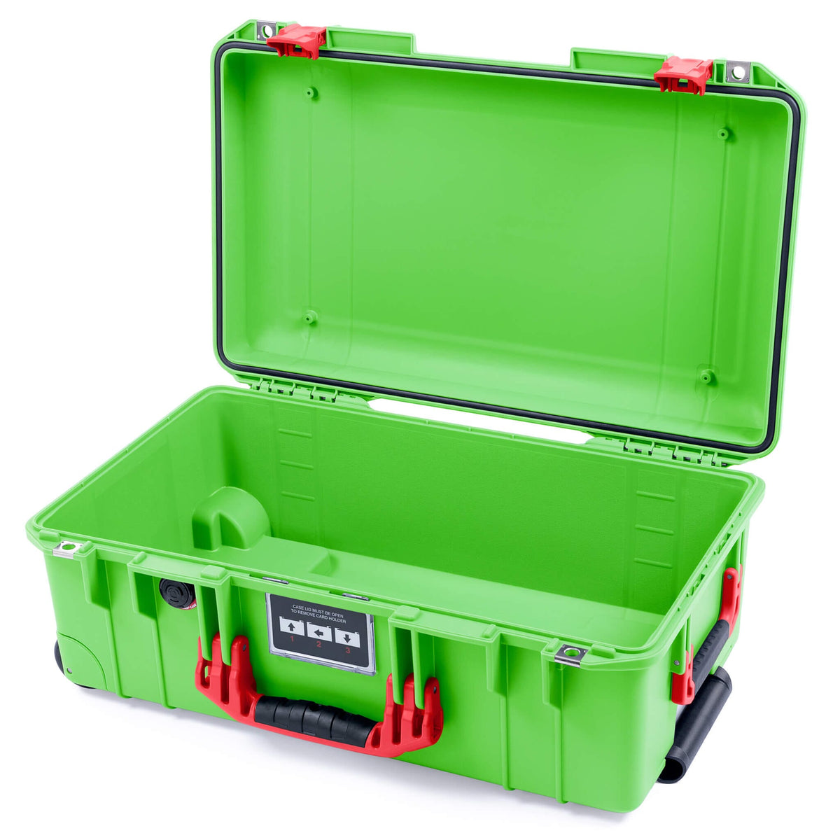 Pelican 1535 Air Case, Lime Green with Red Handles &amp; Push-Button Latches None (Case Only) ColorCase 015350-0000-300-321