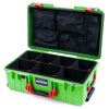 Pelican 1535 Air Case, Lime Green with Red Handles & Push-Button Latches TrekPak Divider System with Mesh Lid Organizer ColorCase 015350-0120-300-321