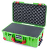 Pelican 1535 Air Case, Lime Green with Red Handles, Push-Button Latches & Trolley Pick & Pluck Foam with Convoluted Lid Foam ColorCase 015350-0001-300-321-320