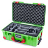 Pelican 1535 Air Case, Lime Green with Red Handles, Push-Button Latches & Trolley Gray Padded Microfiber Dividers with Convoluted Lid Foam ColorCase 015350-0070-300-321-320