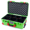 Pelican 1535 Air Case, Lime Green with Red Handles, Push-Button Latches & Trolley TrekPak Divider System with Convoluted Lid Foam ColorCase 015350-0020-300-321-320