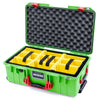 Pelican 1535 Air Case, Lime Green with Red Handles & Push-Button Latches Yellow Padded Microfiber Dividers with Convoluted Lid Foam ColorCase 015350-0010-300-321