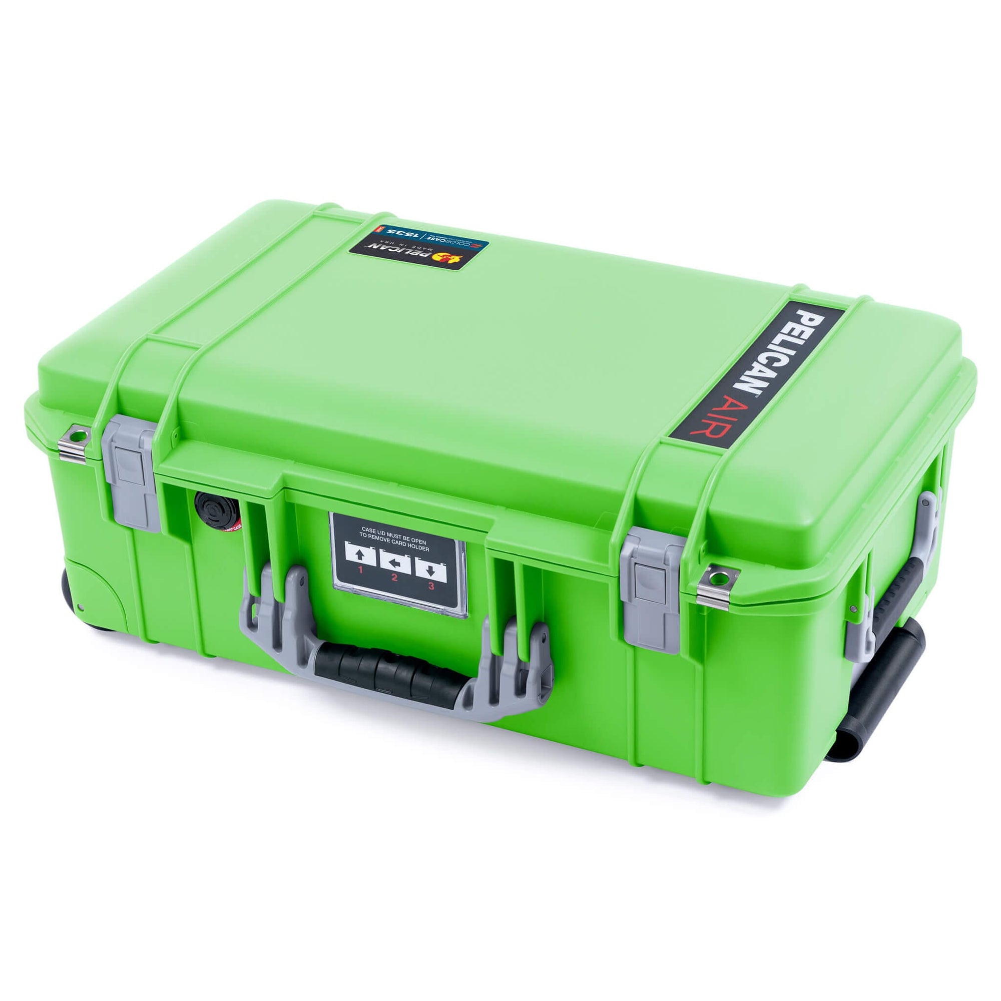 Pelican 1535 Air Case, Lime Green with Silver Handles & Push-Button Latches ColorCase 