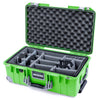 Pelican 1535 Air Case, Lime Green with Silver Handles, Push-Button Latches & Trolley Gray Padded Microfiber Dividers with Convoluted Lid Foam ColorCase 015350-0070-300-181-180