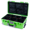 Pelican 1535 Air Case, Lime Green with Silver Handles, Push-Button Latches & Trolley TrekPak Divider System with Mesh Lid Organizer ColorCase 015350-0120-300-181-180