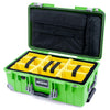 Pelican 1535 Air Case, Lime Green with Silver Handles, Push-Button Latches & Trolley Yellow Padded Microfiber Dividers with Laptop Computer Lid Pouch ColorCase 015350-0210-300-181-180