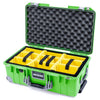 Pelican 1535 Air Case, Lime Green with Silver Handles, Push-Button Latches & Trolley Yellow Padded Microfiber Dividers with Convoluted Lid Foam ColorCase 015350-0010-300-181-180