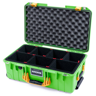 Pelican 1535 Air Case, Lime Green with Yellow Handles & Push-Button Latches TrekPak Divider System with Convolute Lid Foam ColorCase 015350-0020-300-241