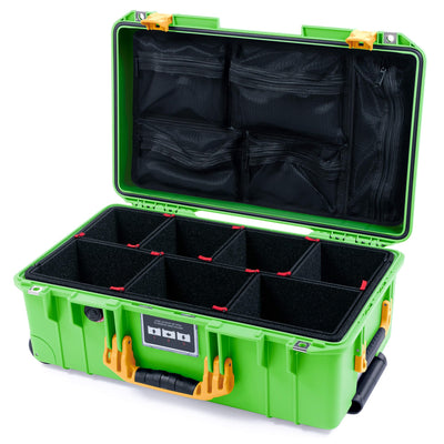 Pelican 1535 Air Case, Lime Green with Yellow Handles & Push-Button Latches TrekPak Divider System with Mesh Lid Organizer ColorCase 015350-0120-300-241