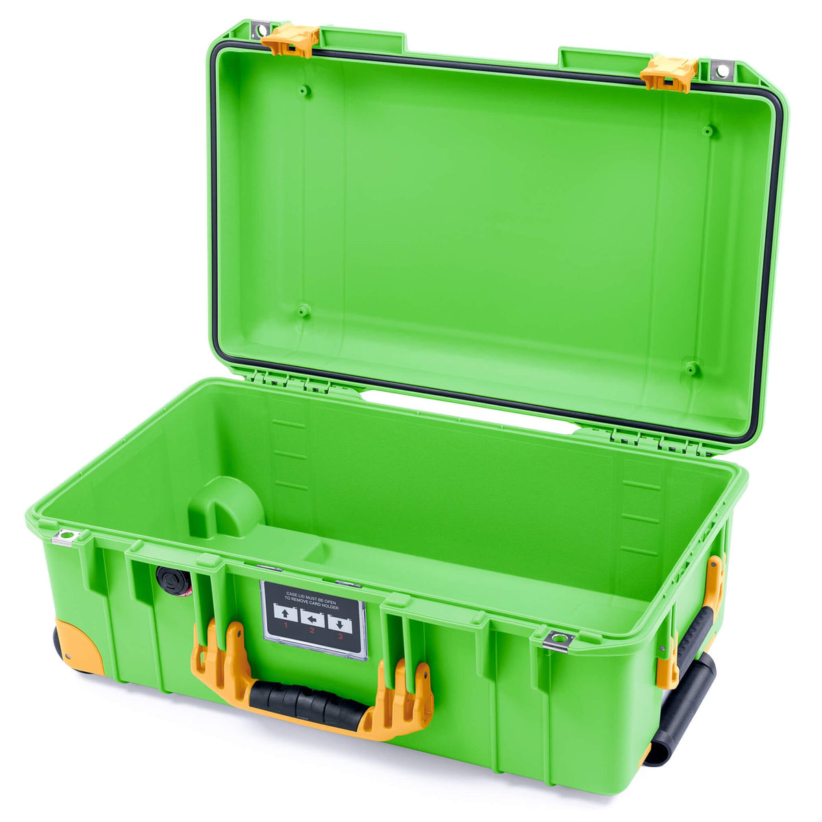 Pelican 1535 Air Case, Lime Green with Yellow Handles, Push-Button Latches &amp; Trolley None (Case Only) ColorCase 015350-0000-300-241-240