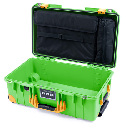 Pelican 1535 Air Case, Lime Green with Yellow Handles, Push-Button Latches & Trolley ColorCase