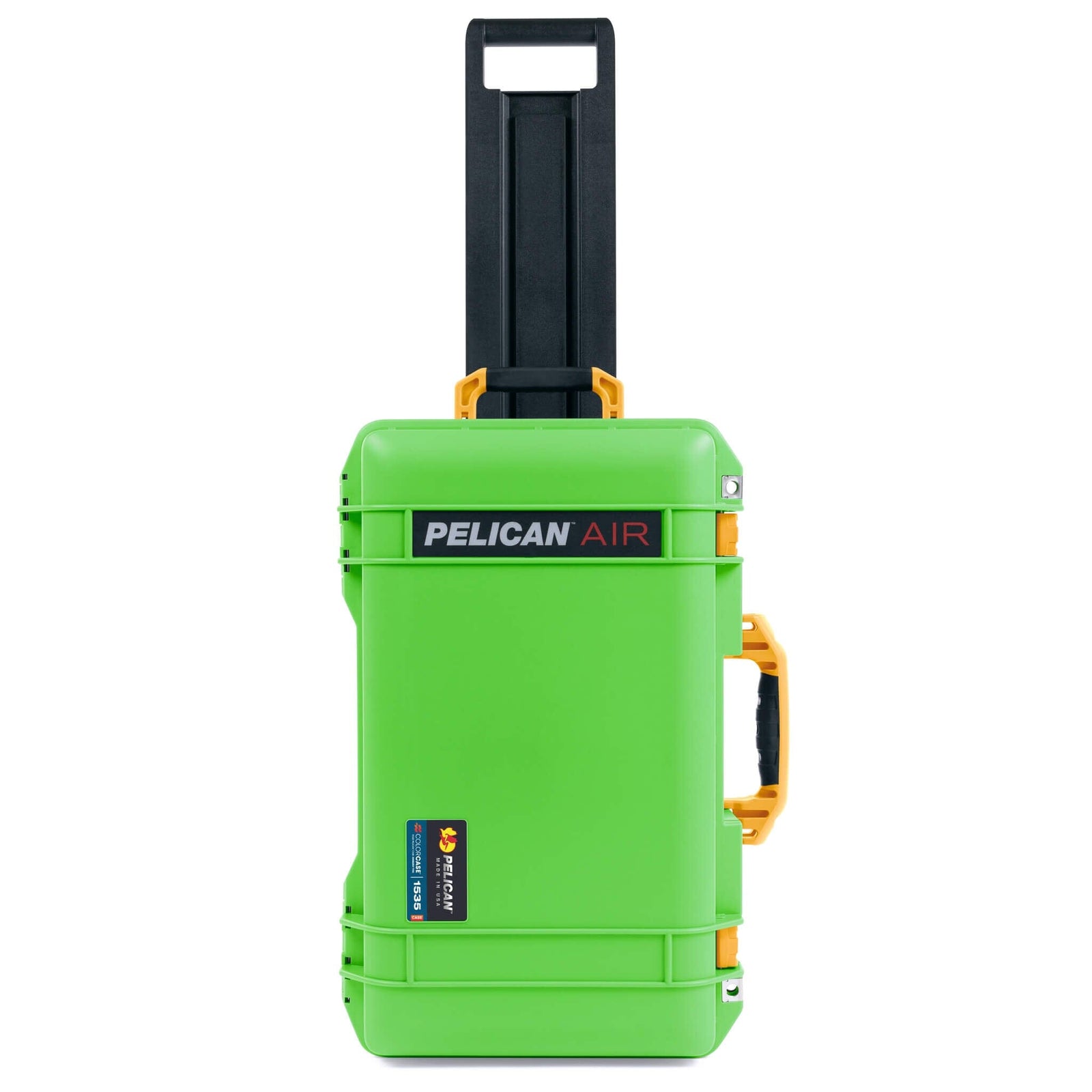 Pelican 1535 Air Case, Lime Green with Yellow Handles, Push-Button Latches & Trolley ColorCase 