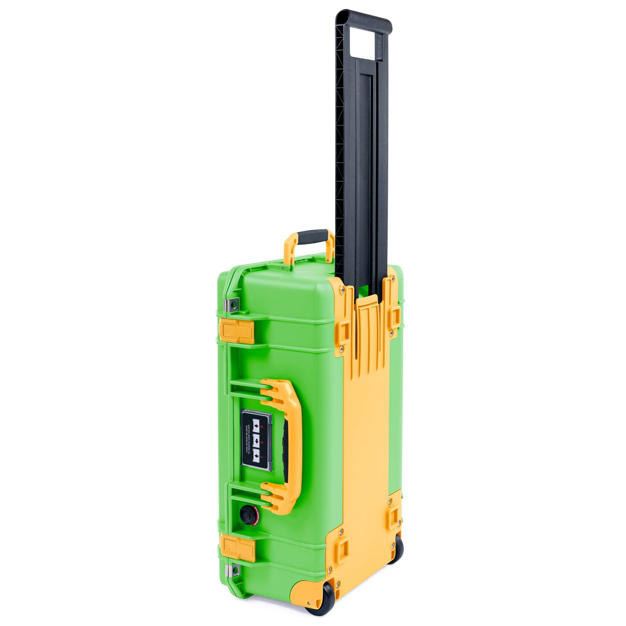 Pelican 1535 Air Case, Lime Green with Yellow Handles, Push-Button Latches & Trolley ColorCase