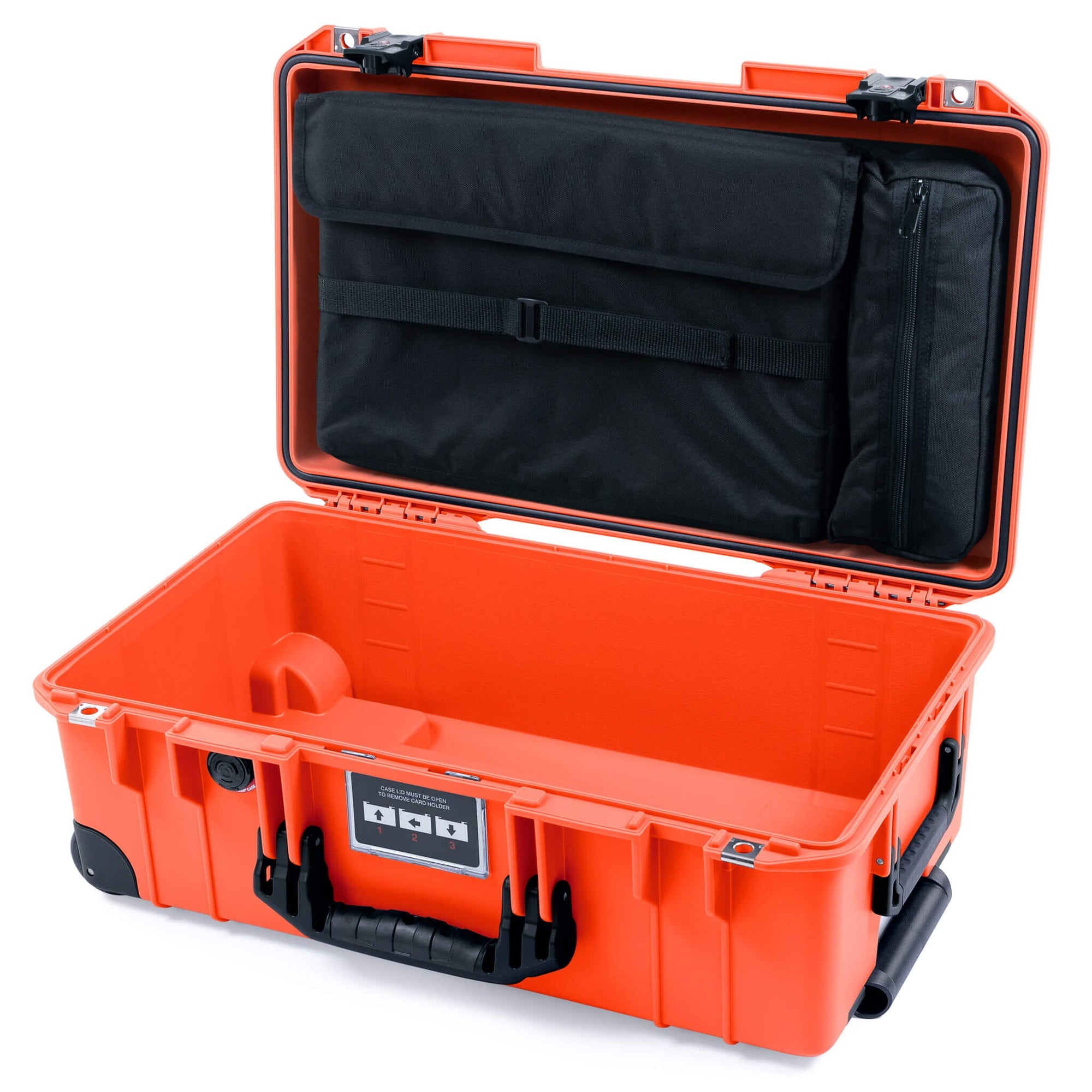 Pelican 1535 Air Case, Orange with Black Handles, TSA Locking Latches & Trolley Laptop Computer Lid Pouch Only ColorCase 015350-0200-150-L10-110