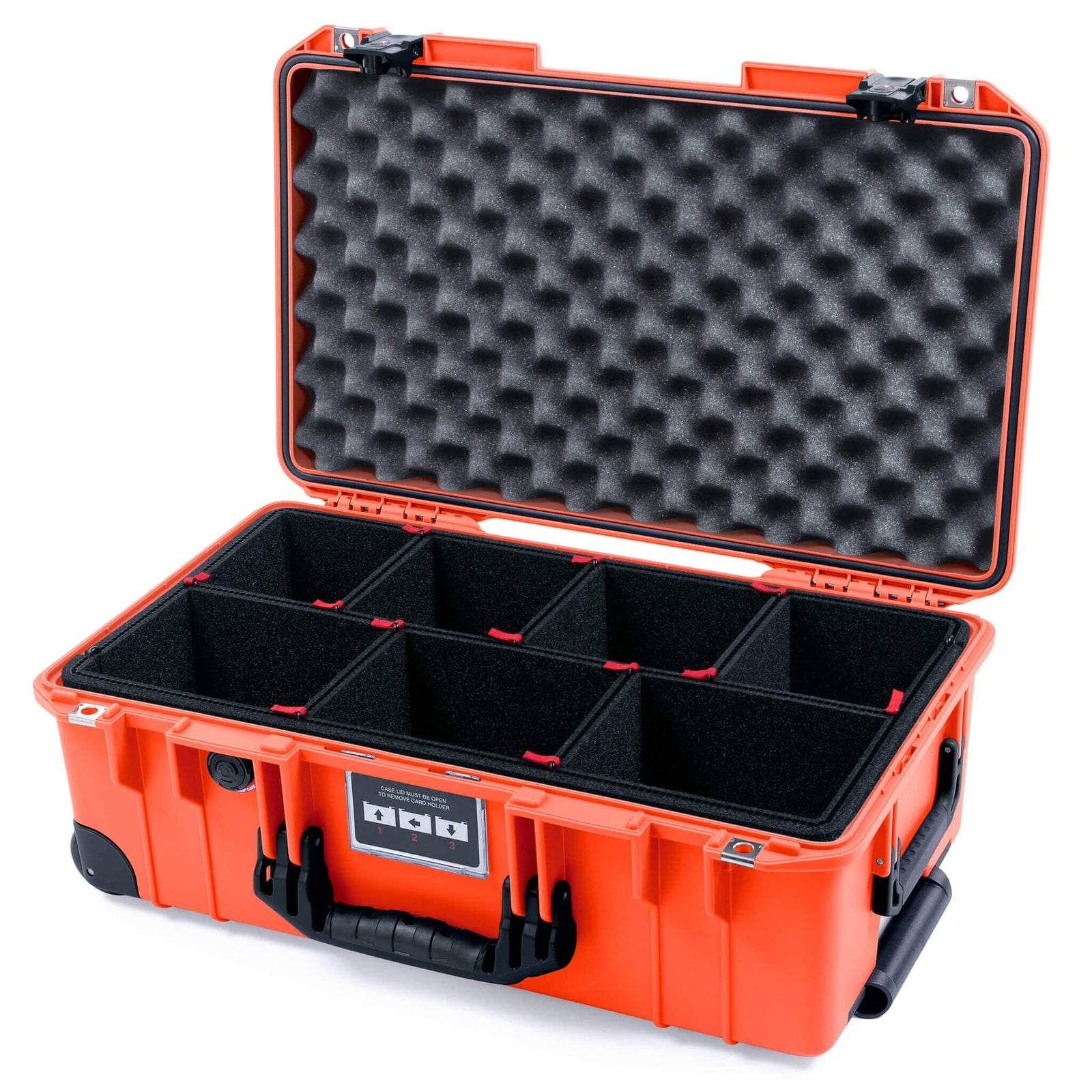 Pelican 1535 Air Case, Orange with Black Handles, TSA Locking Latches & Trolley TrekPak Divider System with Convoluted Lid Foam ColorCase 015350-0020-150-L10-110