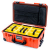 Pelican 1535 Air Case, Orange with Black Handles, TSA Locking Latches & Trolley Yellow Padded Microfiber Dividers with Laptop Computer Lid Pouch ColorCase 015350-0210-150-L10-110