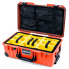 Pelican 1535 Air Case, Orange with Black Handles, TSA Locking Latches & Trolley Yellow Padded Microfiber Dividers with Mesh Lid Organizer ColorCase 015350-0110-150-L10-110