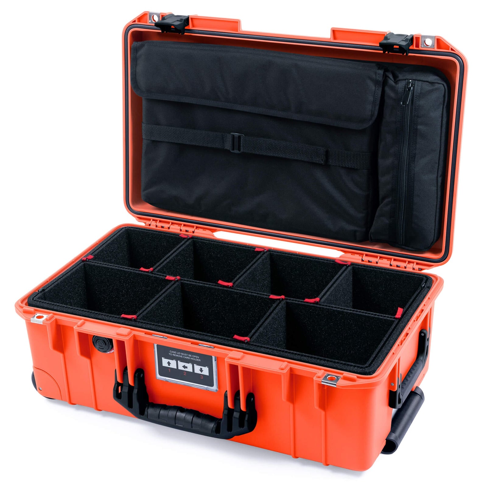 Pelican 1535 Air Case, Orange with Black Handles & Latches TrekPak Divider System with Laptop Computer Lid Pouch ColorCase 015350-0220-150-111