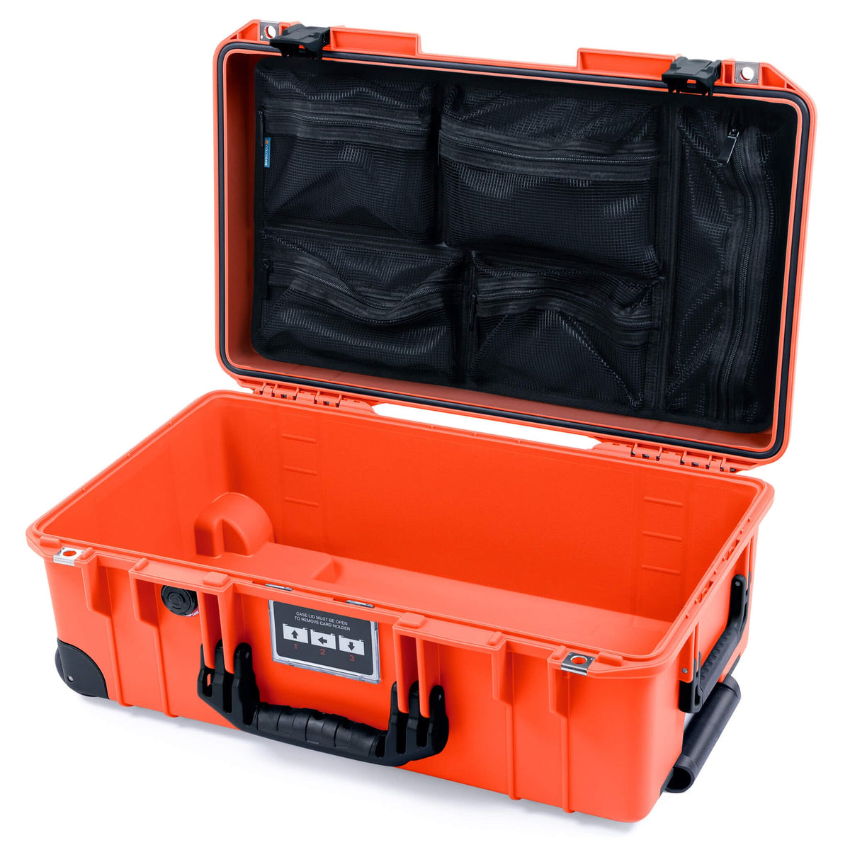 Pelican 1535 Air Case, Orange with Black Handles, Latches &amp; Trolley Mesh Lid Organizer Only ColorCase 015350-0100-150-111-110