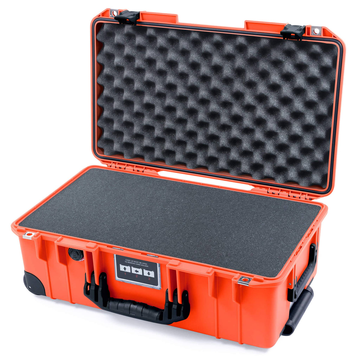 Pelican 1535 Air Case, Orange with Black Handles, Latches &amp; Trolley Pick &amp; Pluck Foam with Convoluted Lid Foam ColorCase 015350-0001-150-111-110