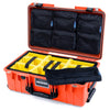 Pelican 1535 Air Case, Orange with Black Handles & Latches Yellow Padded Microfiber Dividers with 7-Piece Removable Mesh Pouches ColorCase 015350-0710-150-111