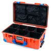 Pelican 1535 Air Case, Orange with Blue Handles, Latches & Trolley TrekPak Divider System with Mesh Lid Organizer ColorCase 015350-0120-150-121-120