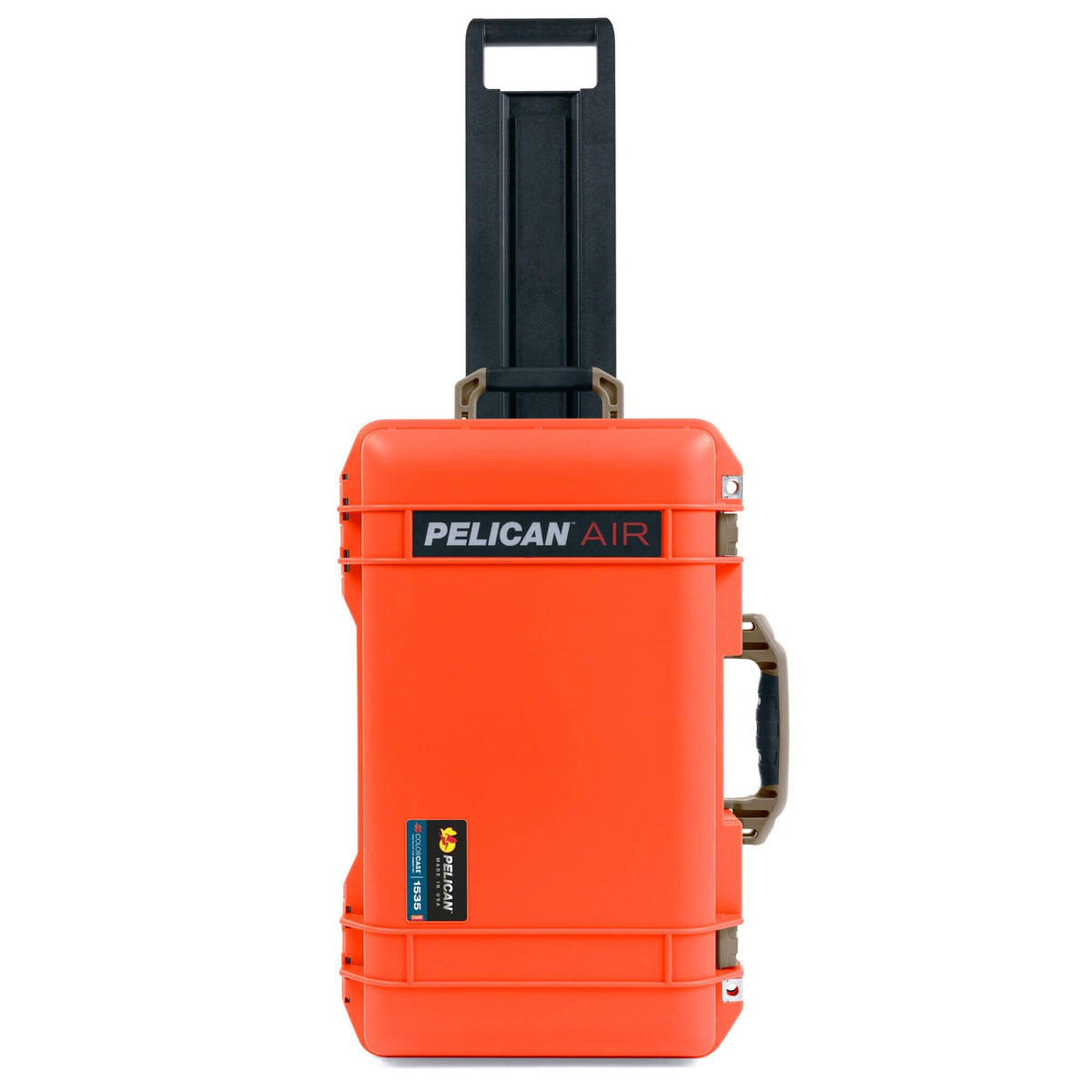 Pelican 1535 Air Case, Orange with Dark Desert Dirt Handles &amp; Latches ColorCase 