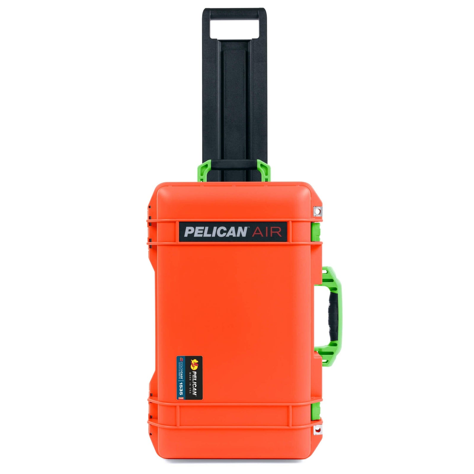 Pelican 1535 Air Case, Orange with Lime Green Handles, Latches & Trolley ColorCase 