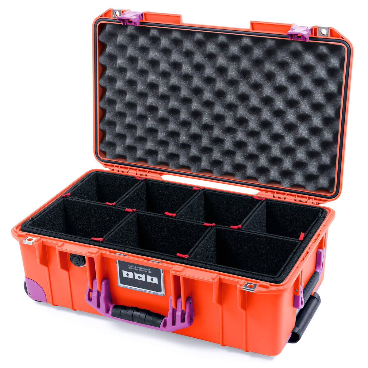 Pelican 1535 Air Case, Orange with Magenta Handles, Latches &amp; Trolley TrekPak Divider System with Convoluted Lid Foam ColorCase 015350-0020-150-401-400