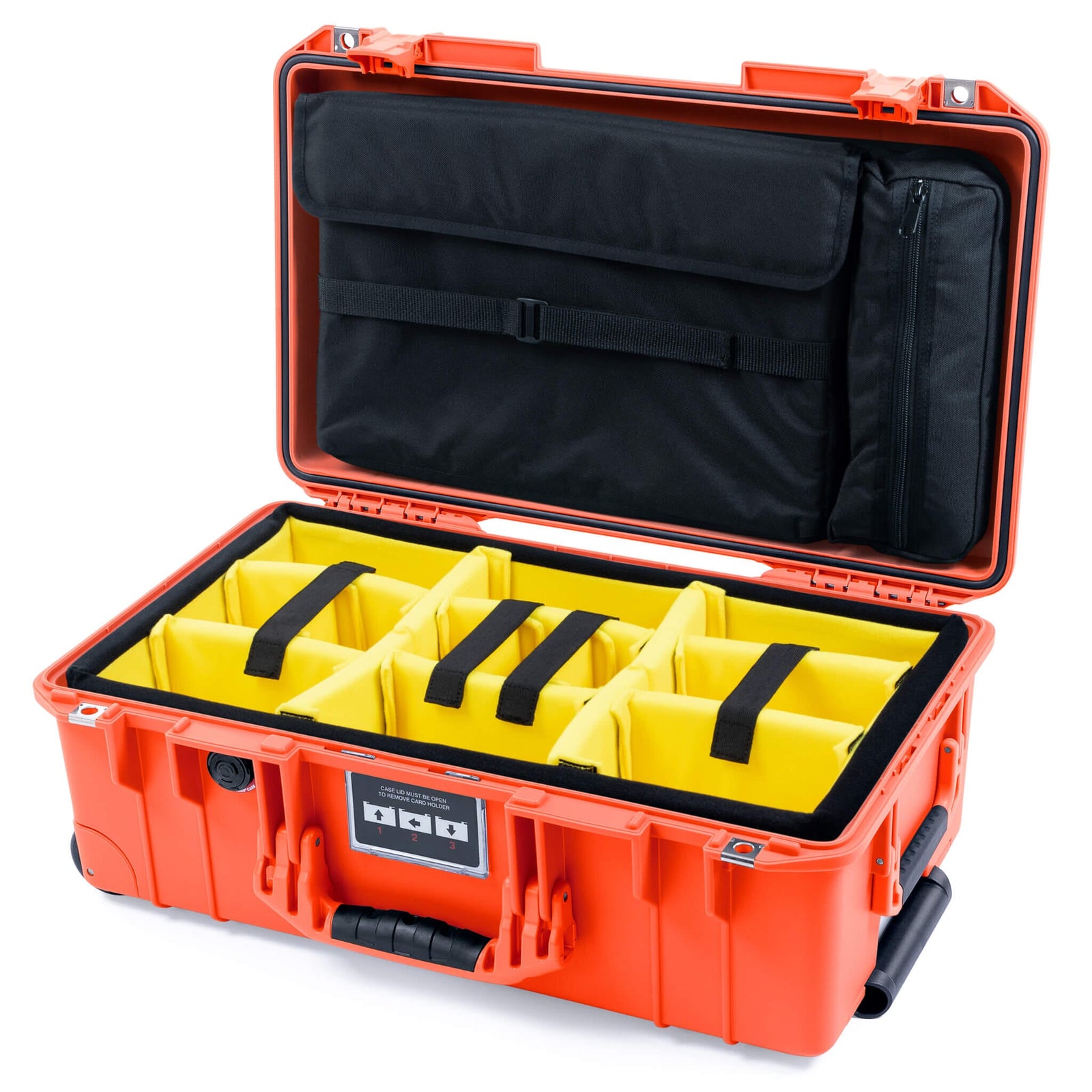 Pelican 1535 Air Case, Orange Yellow Padded Microfiber Dividers with Laptop Computer Lid Pouch ColorCase 015350-0210-150-151