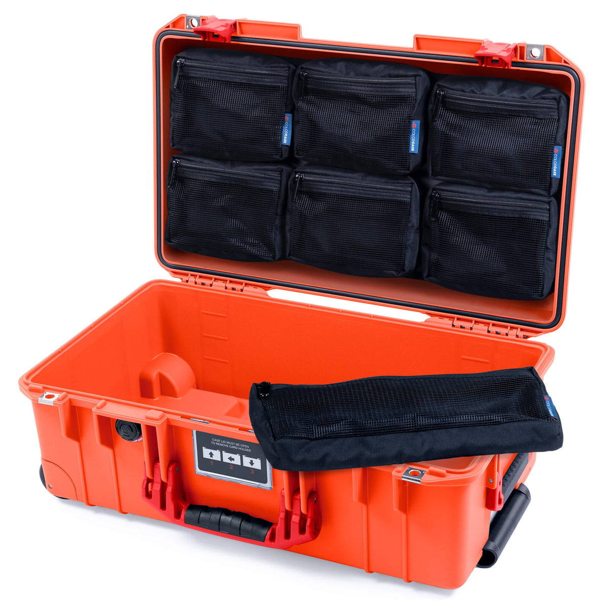 Pelican 1535 Air Case, Orange with Red Handles &amp; Latches 7-Piece Removable Mesh Pouches Only ColorCase 015350-0700-150-321