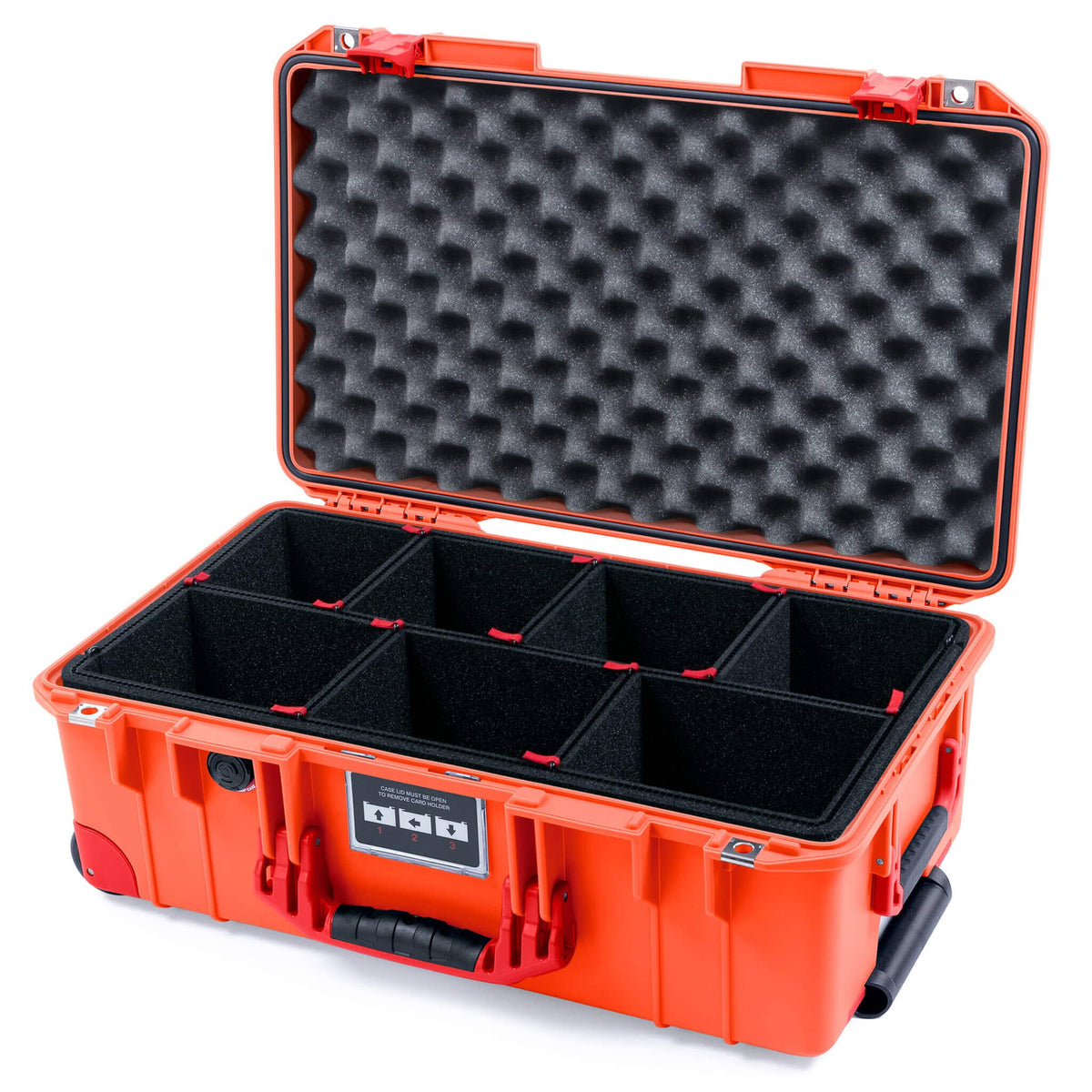 Pelican 1535 Air Case, Orange with Red Handles, Latches &amp; Trolley TrekPak Divider System with Convoluted Lid Foam ColorCase 015350-0020-150-321-320