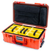 Pelican 1535 Air Case, Orange with Red Handles & Latches Yellow Padded Microfiber Dividers with Laptop Computer Lid Pouch ColorCase 015350-0210-150-321