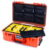 Pelican 1535 Air Case, Orange with Red Handles & Latches Yellow Padded Microfiber Dividers with 7-Piece Removable Mesh Pouches ColorCase 015350-0710-150-321