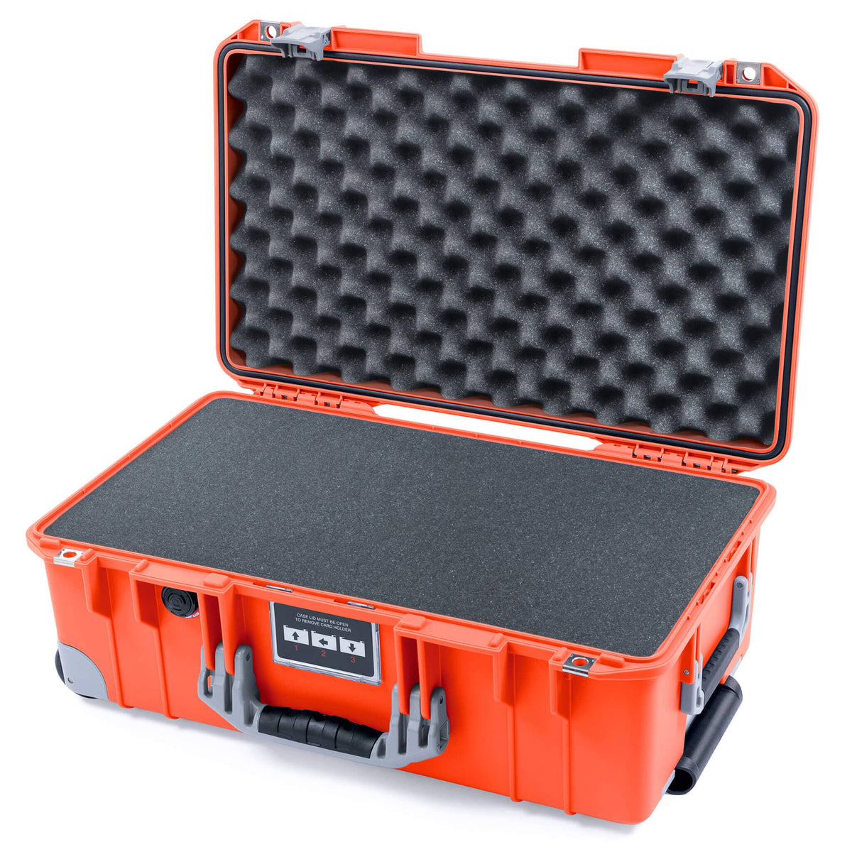 Pelican 1535 Air Case, Orange with Silver Handles, Latches &amp; Trolley Pick &amp; Pluck Foam with Convoluted Lid Foam ColorCase 015350-0001-150-181-180